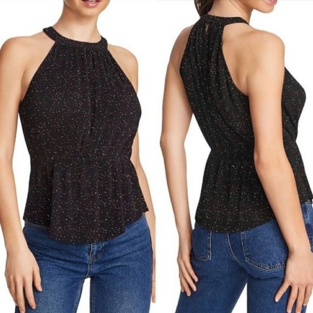 NWT 1.State‎ Dot Print Pleated Halter Tank Size Small